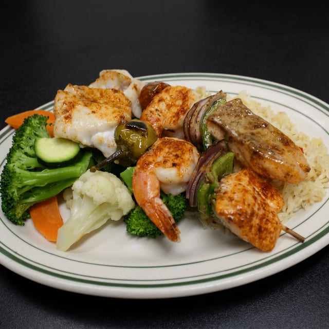 Seafood Kabobs.